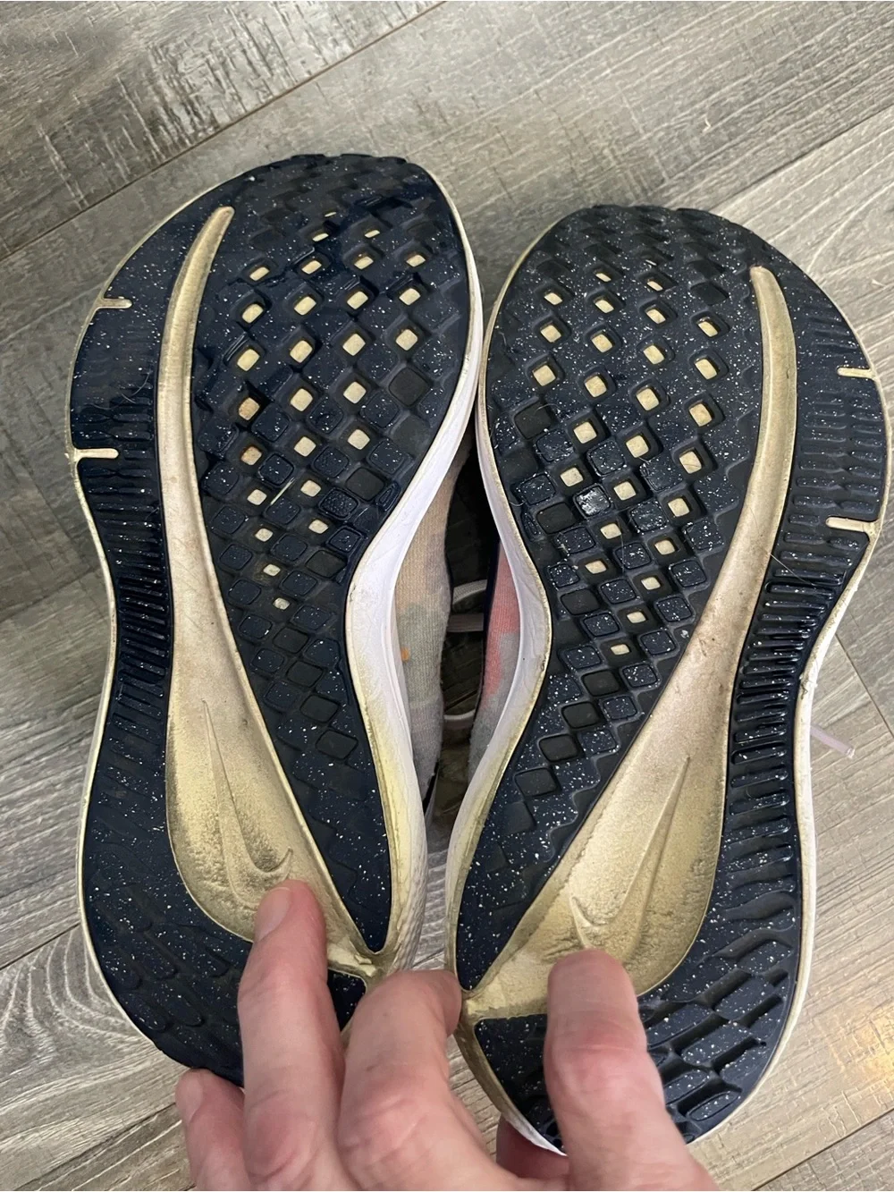 Nike Women’s Pink & Gray Running Sneakers - it’s the pattern, not dirty!